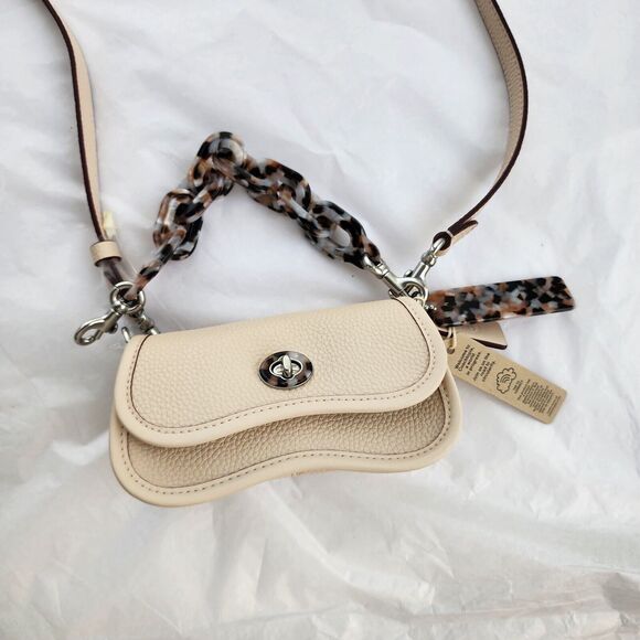 Coach Wavy Dinky Bag Crossbody Cream Pebbled Coachtopia Genuine Leather NWT Mini - Picture 2 of 10
